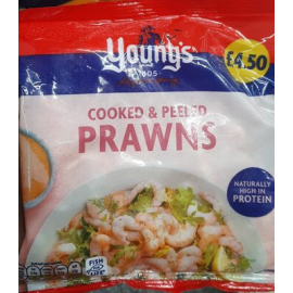 Youngs cooked & peeled prawns 180g